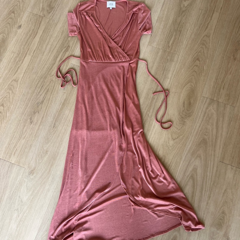 J.O.A. Rose-Mauve Wrap Maxi Dress